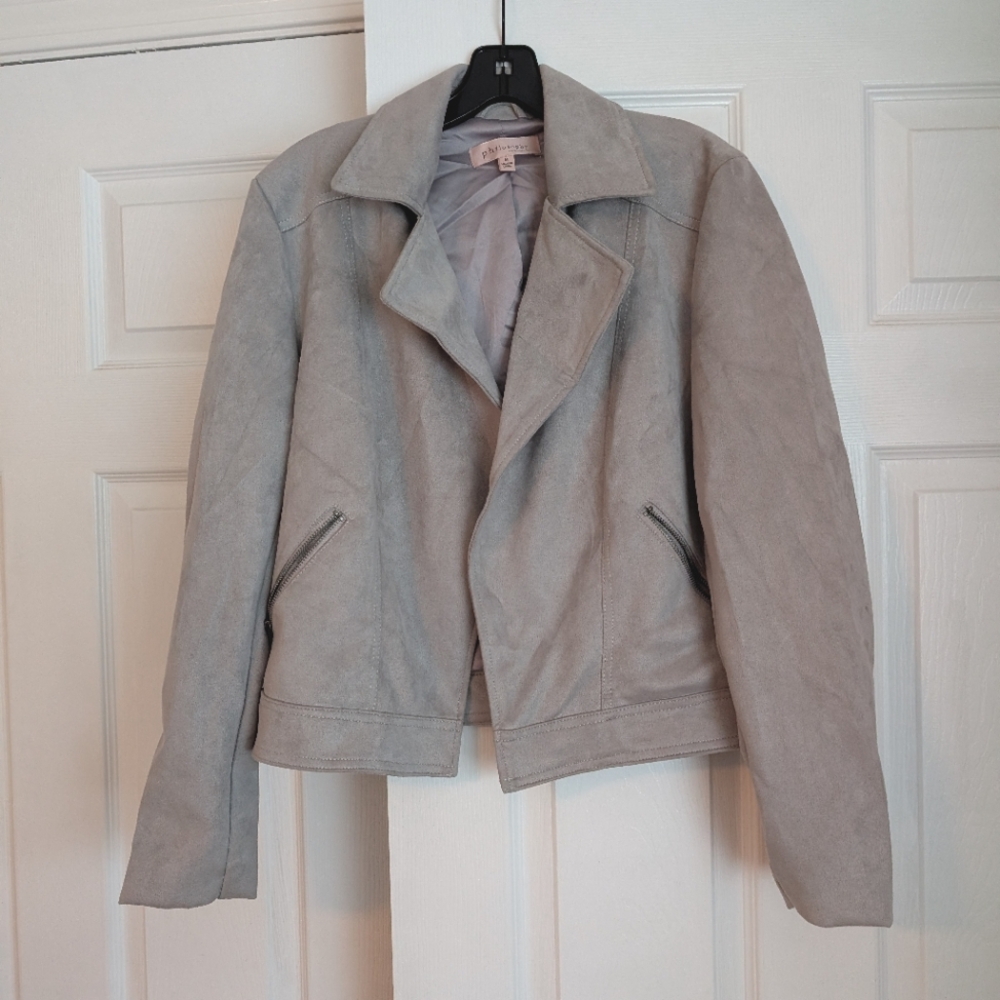 Suede grey cropped jacket